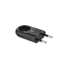 Kištukas 220V su įžeminimu, plokščias juodas (black) Elgotech WTP2C-2